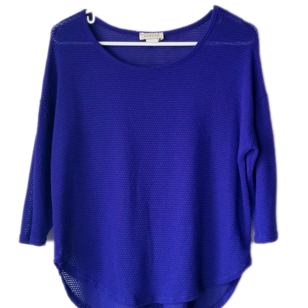 Blue, Long Sleeve Woven Sweater